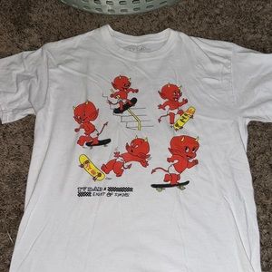 White devil/skateboarding graphic tee